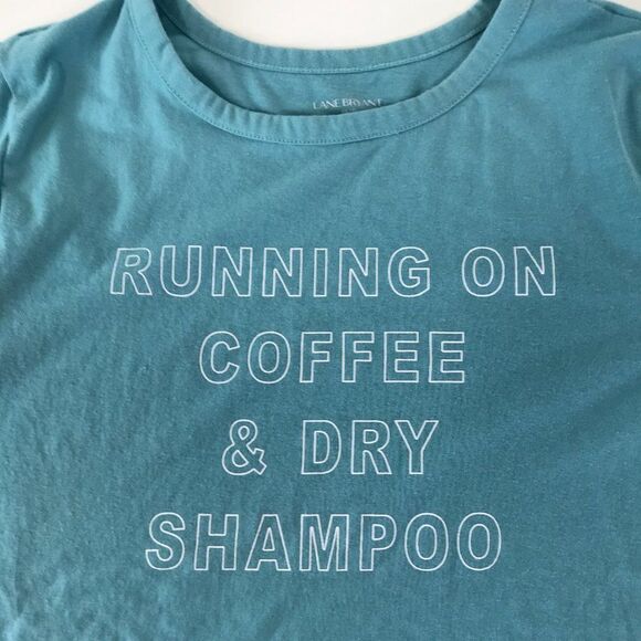 Lane Bryant "Running on Coffee" Tee Women's Plus 18/20 Stretch Knit Crew Neck - Picture 2 of 8